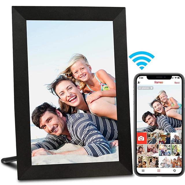 AEEZO WiFi Digital Picture Frame, IPS Touch Screen Smart Cloud Photo Frame with 16GB Storage, Easy Setup to Share Photos or Videos via Free Frameo APP, Auto-Rotate, Wall Mountable (9 inch Black)