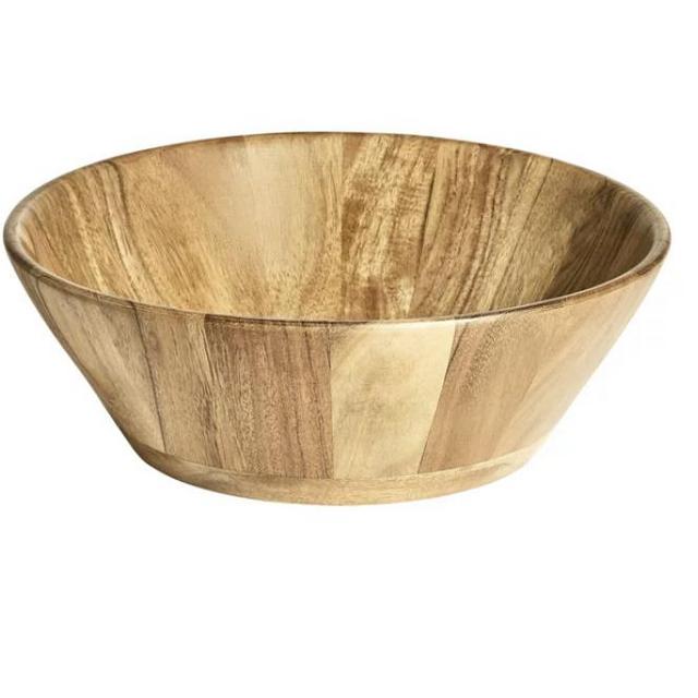 Better Homes & Gardens Acacia Wood Large Angled Bowl, Natural Finish