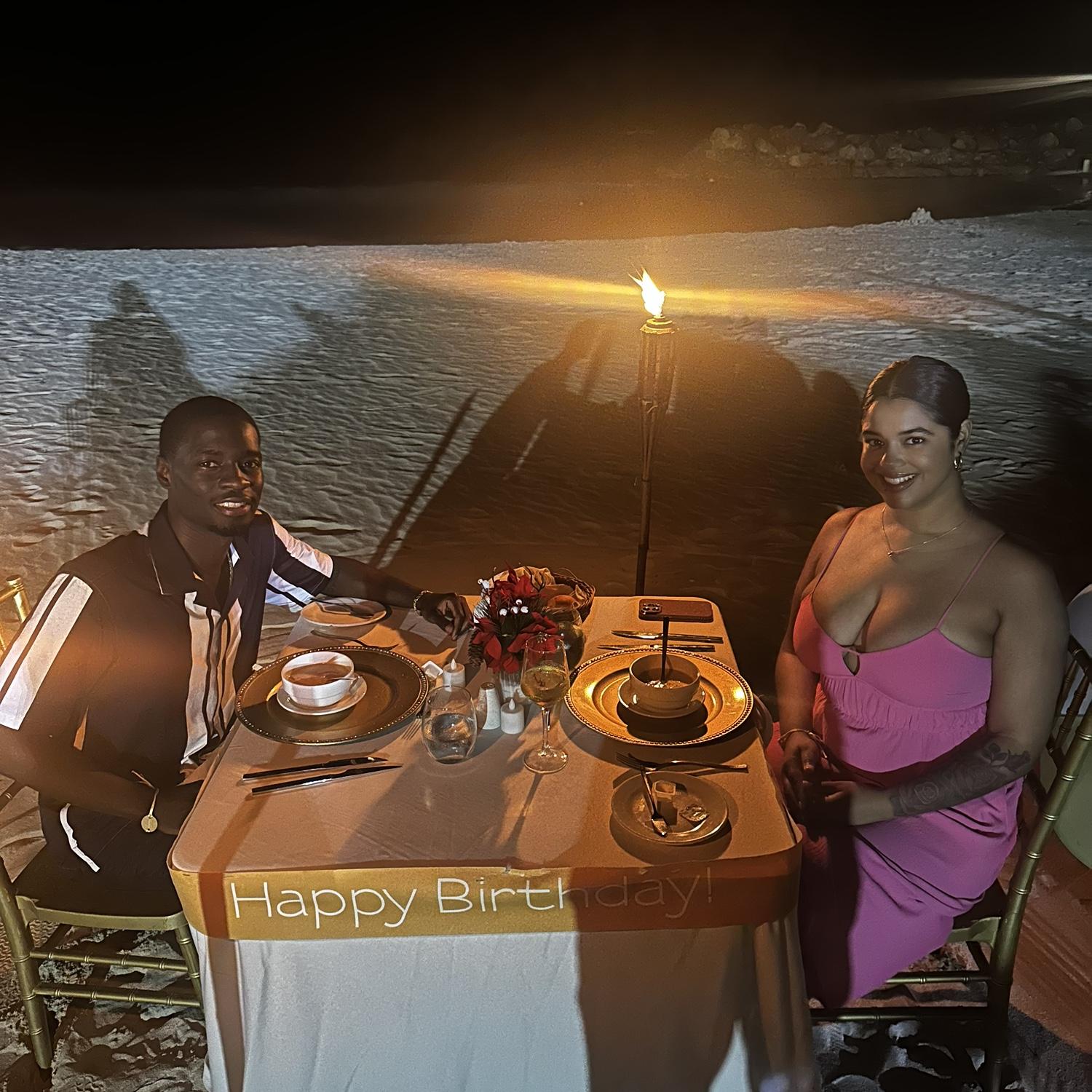 Surprise birthday dinner on the beach