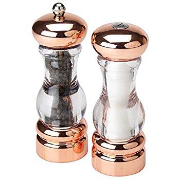 Olde Thompson Plated Pepper Mill & Salt Shaker Set, 7", Copper