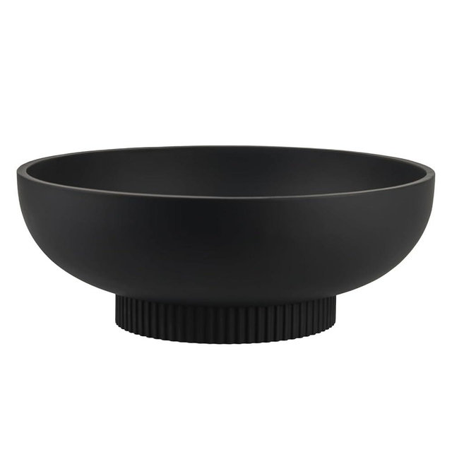 Large Resin Pedestal Decorative Bowl - Modern Handicraft Bowls for Home Decor - Fruit Bowl for Kitchen Counter - Key Bowl for Entryway Table,Matte Black