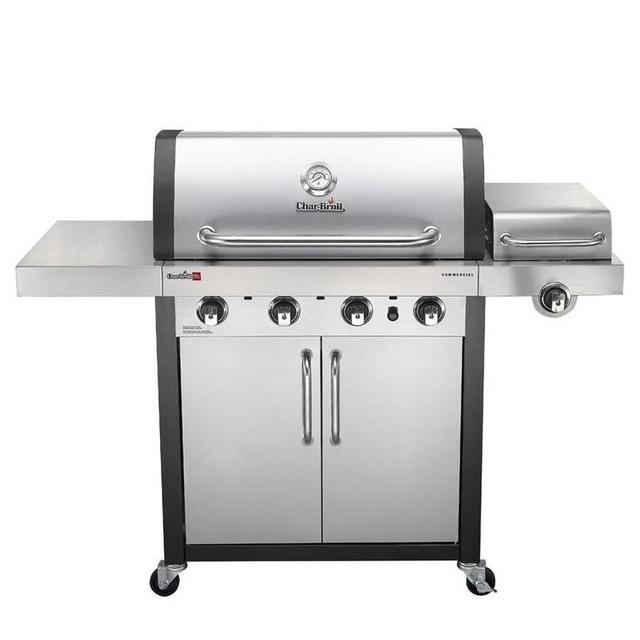 Char-Broil Commercial Tru-Infrared Stainless/Black 4-Burner Liquid Propane Gas Grill with 1-Side Burner