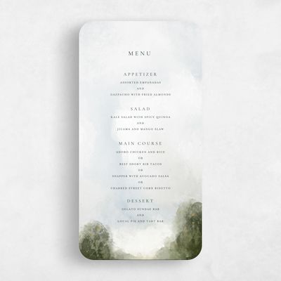 Green Rounded Wedding Menu - Carroway