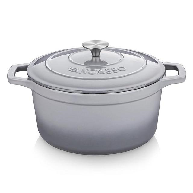 vancasso Cast Itron Dutch Ovens, 7.5 Qt Grey Enemeled Dutch Ovens Pot for Kitchen, Gery