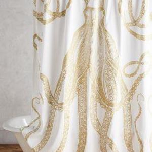 Golden Octopus Shower Curtain