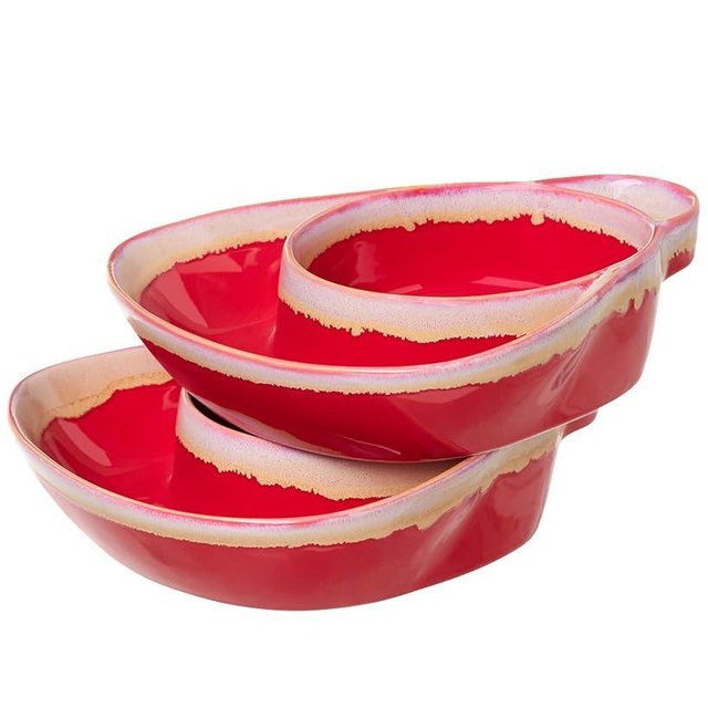 The Lakeside Collection Sets of 2 Stoneware Soup & Side Bowls - Set of 2 Soup & Side Bowls Red