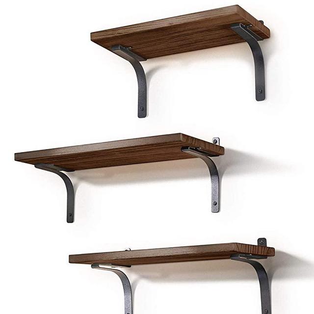 Ophanie Floating Shelves Wall Mounted, Rustic Wood Wall Storage Shelves for Home Decor Bedroom, Living Room, Bathroom, Kitchen, Office, Set of 3