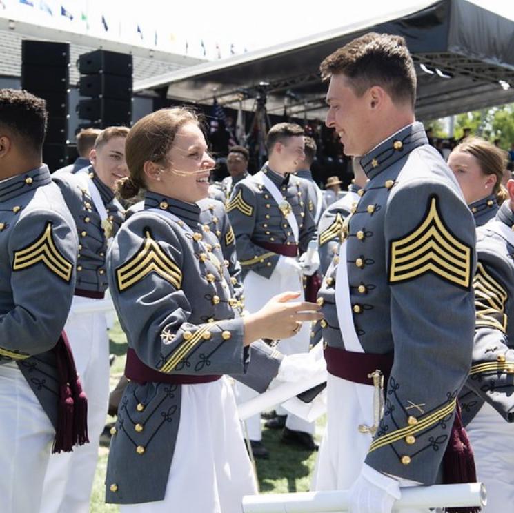 I'm kidding, I cried. Us pictured right after a kiss which, according to West Point, could not be pictured.