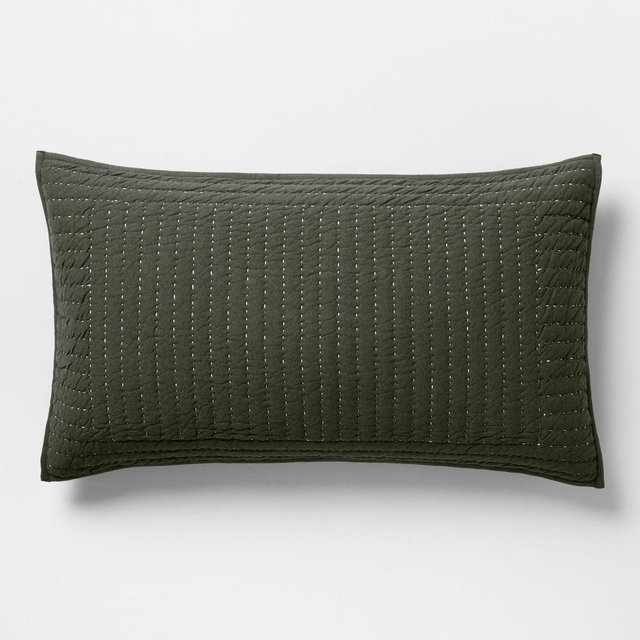 Cozysoft Organic Cotton Jersey Ficus Green King Quilted Bed Pillow Sham