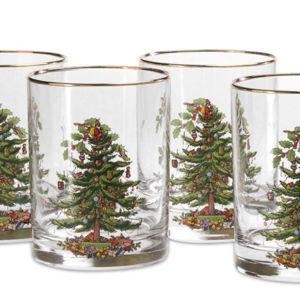 Spode Christmas Tree Set of 4 Lowball Glasses