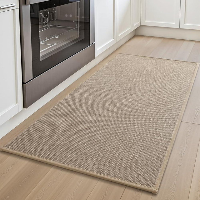 PADOOR Kitchen Mats for Floor-Anti Fatigue Kitchen Rugs Non Slip Washable Super Absorbent, Soft Durable Woven Kitchen Sink Rug Easy to Clean, Comfort Kitchen Floor Mat for Sink Laundry 20"x32" Beige