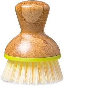 Full Circle Bubble Up Bamboo Dish Brushes – Ergonomic Palm Scrubbers with Handle for Kitchen Cleaning, Hand Washable Green Brushes, Green, Pack of 2