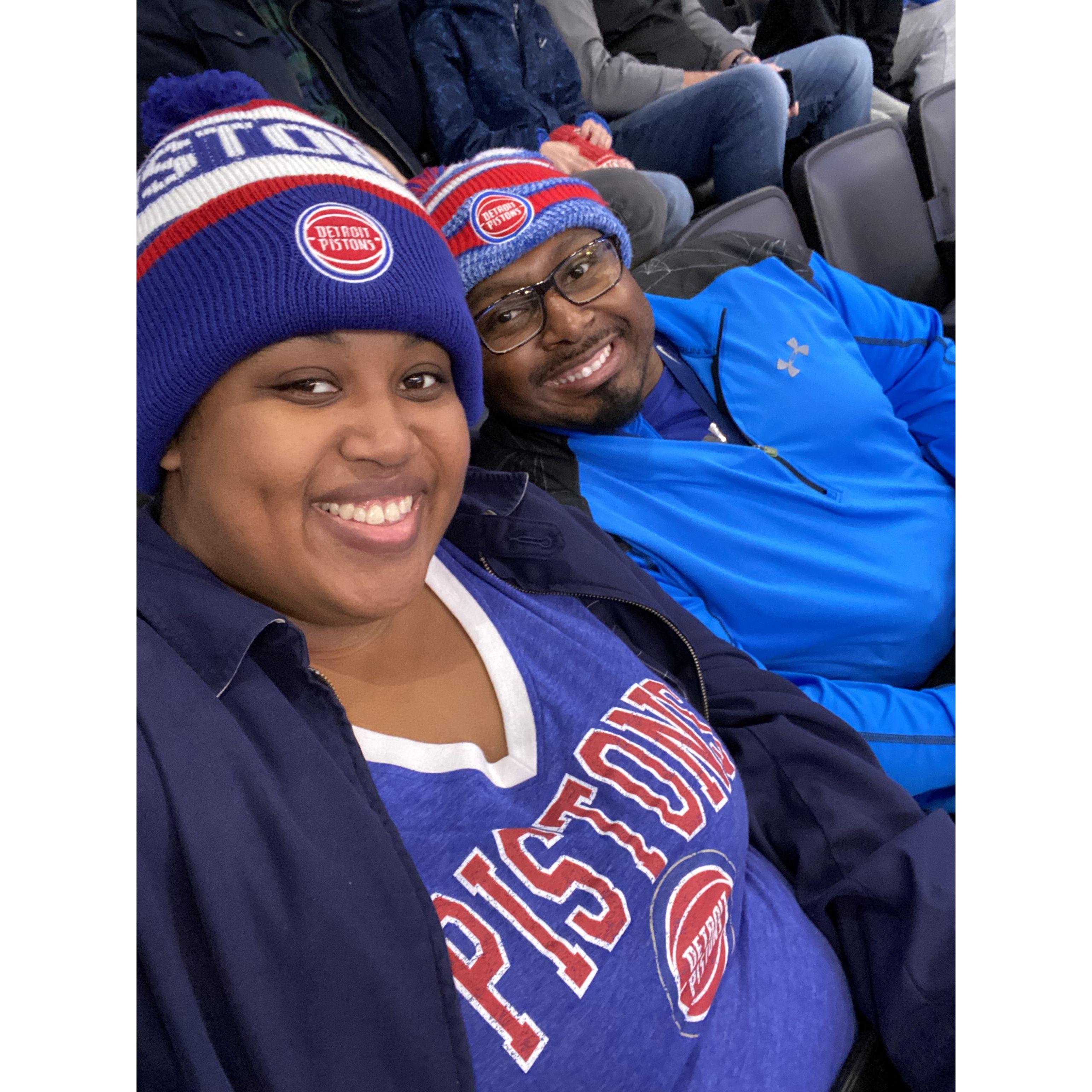 A week before the Lions game, we went to a Pistons game together in December 2022 to support Bria's high school students that played after the Pistons! Bria was so sick but refused to miss the games!