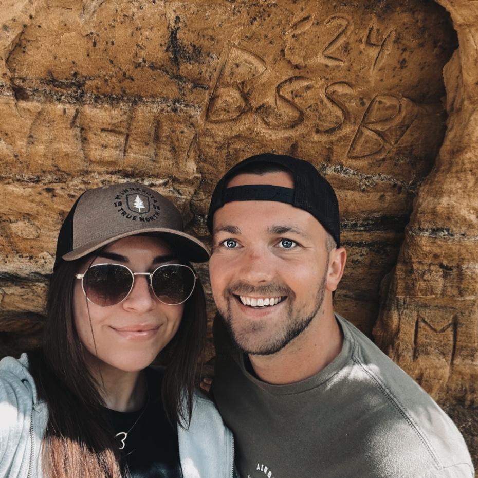 Syd surprised Blake with a camping trip to whitewater! We spent the weekend hiking and found this special rock wall to carve in our initials “BSSB”. We hope it’s there for years to come!