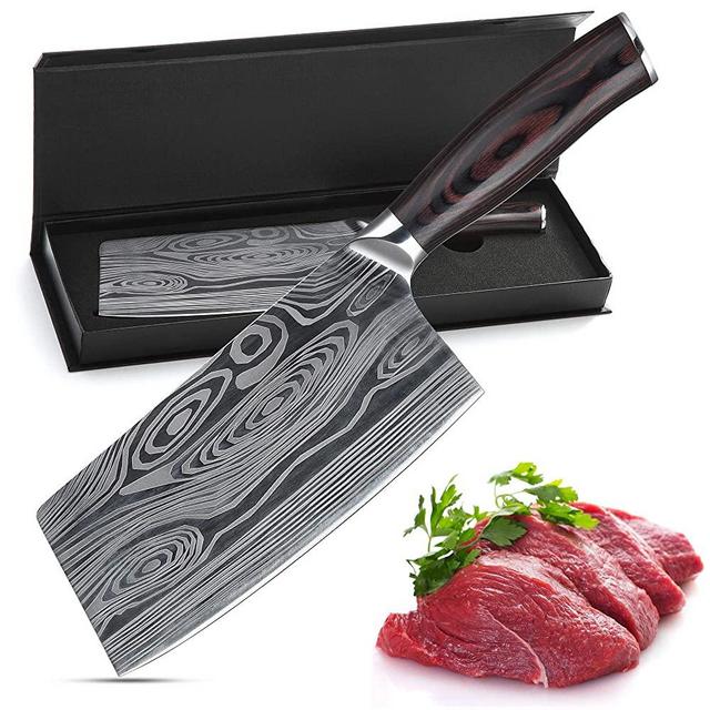 Meat cleaver，7 Inch German High Carbon Stainless Steel Chopper Knife，Multipurpose Chef Knife for Home and Kitchen with Ergonomic Handle (Meat knife)
