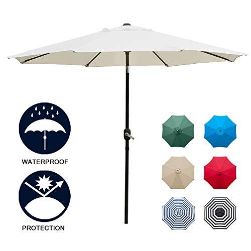 Sunnyglade 9' Patio Umbrella Outdoor Table Umbrella with 8 Sturdy Ribs (Beige)