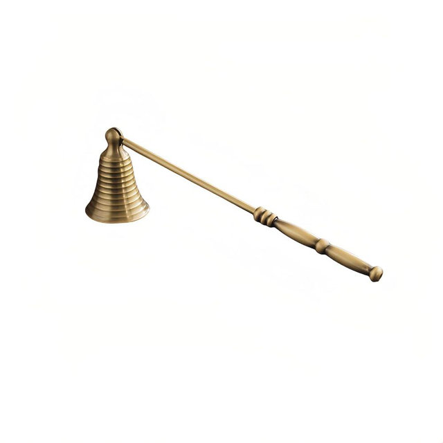 TerkCo Vintage Style Brass Candle Snuffer Long Handle,Bell-Shaped Wick Extinguisher,Wick Flame Snuffer, Candle Accessory for Putting Out Candle Flame Safely (Gold 2)