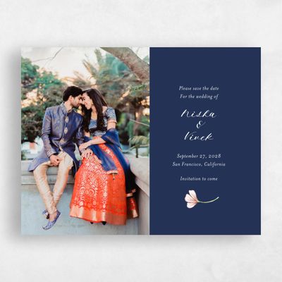 Blue Fall Wedding Save the Date - Monaco Photo