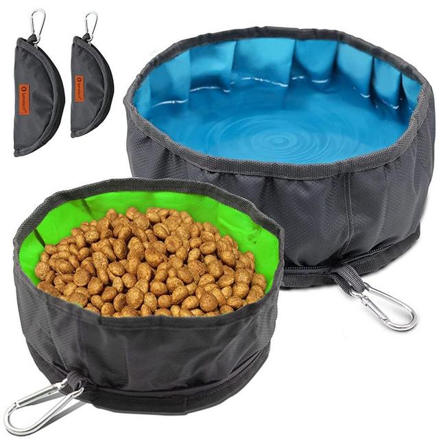 LumoLeaf Collapsible Dog Travel Bowl, 2 Packs Large Lightweight Foldable Bowl, Water and Food Bowls for Pets Dogs Cats with Zipper (8+10 Cups)