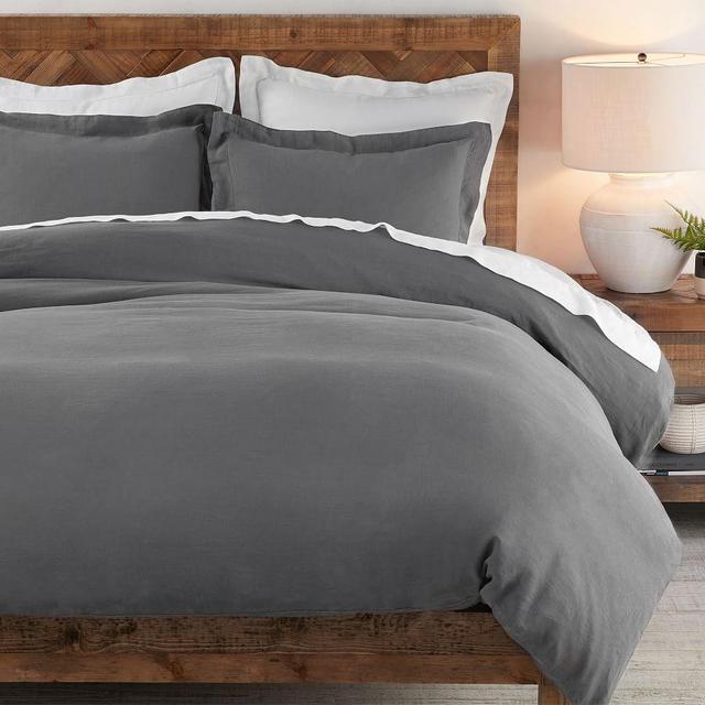 Belgian Flax Linen Duvet & Shams King/Cal King Charcoal