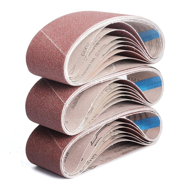 BOSHCRAFT 3×18 Inch Belt Sander Sanding Belt, 21 Pack Belt Sander Paper 40/60/80/120/180/240/400 Grits Assortment Aluminum Oxide Sanding Belts for Belt Sander Knife Sharpening Wood Metal Polishing