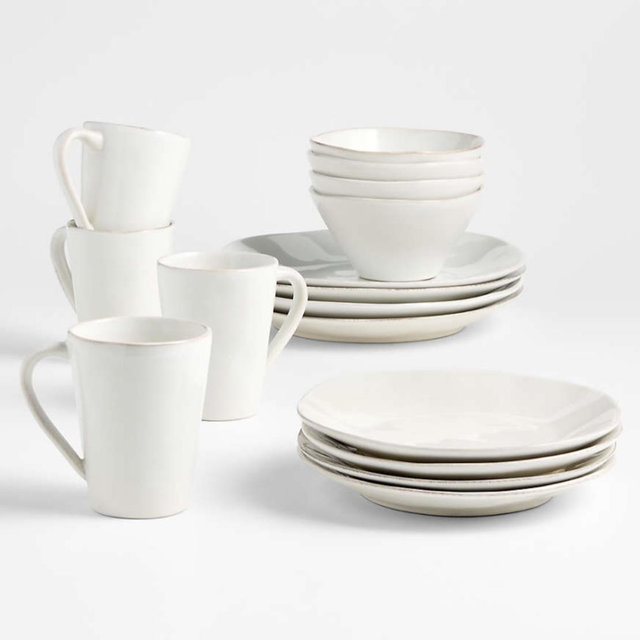 Marin White Stoneware 16-Piece Dinnerware Set