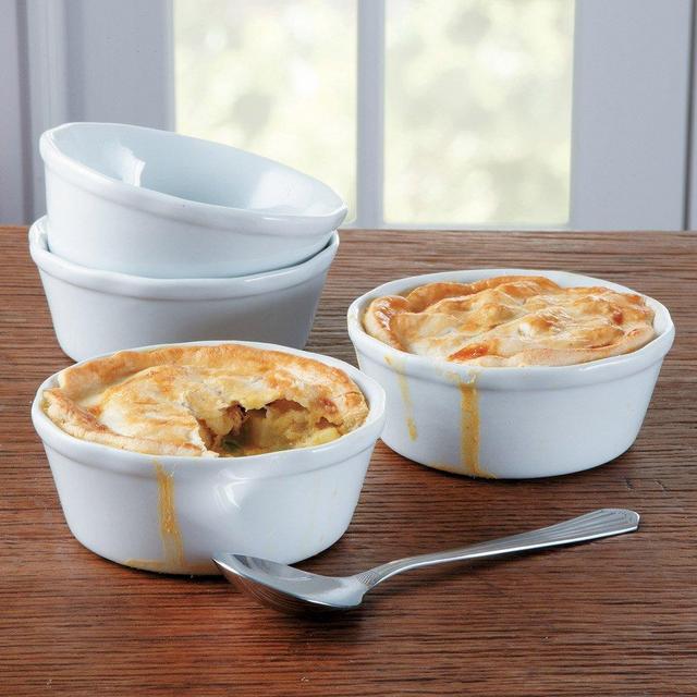 BIA Cordon Bleu Pot Ruffle Pie Bakers, Set of 4,White,