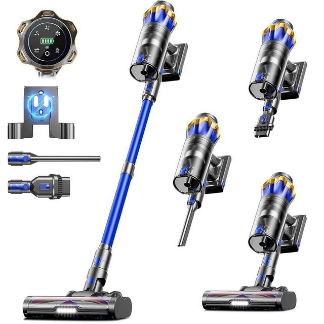 Cordless Vacuum Cleaner, Upgraded 580W 48KPA 65Mins Cordless Stick Vacuum Cleaner with Self-Standing and Touch Screen, Anti-tangle Wireless Vacumm, Vacuum Cleaners for Home/Pet Hair/Carpets/Floors
