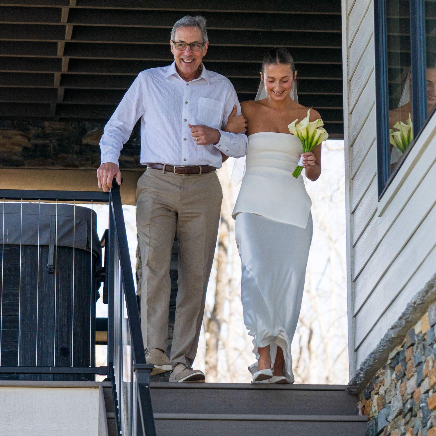 Brett and Marissa, walking down the aisle