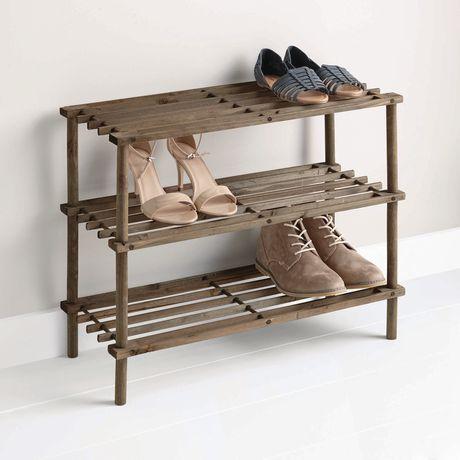 MAINSTAYS 3-Tier Wood Shoe Rack