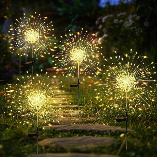 GIGALUMI Garden Outdoor Decor Lights 120LED 4Pack, Solar Garden Lights for Yard Outside Fairy Decorative,Solar Powered for Yard Pathway Flowerbed Planter Balcony Patio Decor（Warm White）