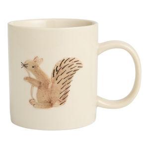 Cream Harvest Critters Hand Painted Ceramic Mug - Squirrel