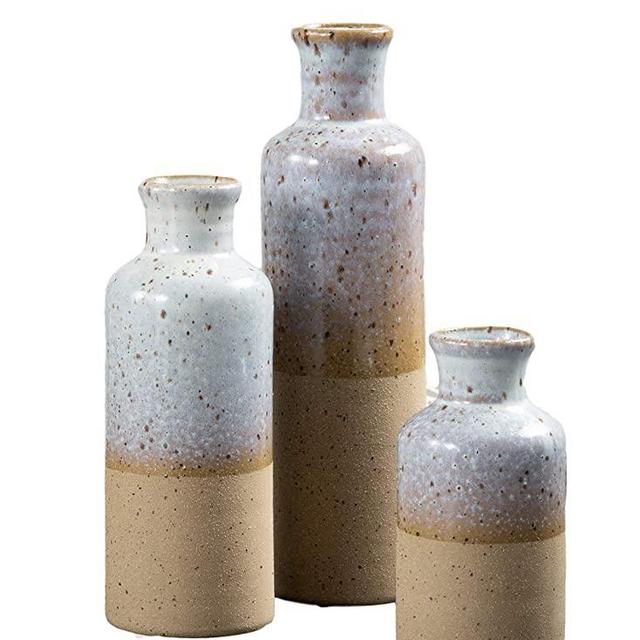 Sullivans Small Ceramic Vase Set, Rustic Home Décor, Set of 3 Vases, Two-Toned (CM2946)