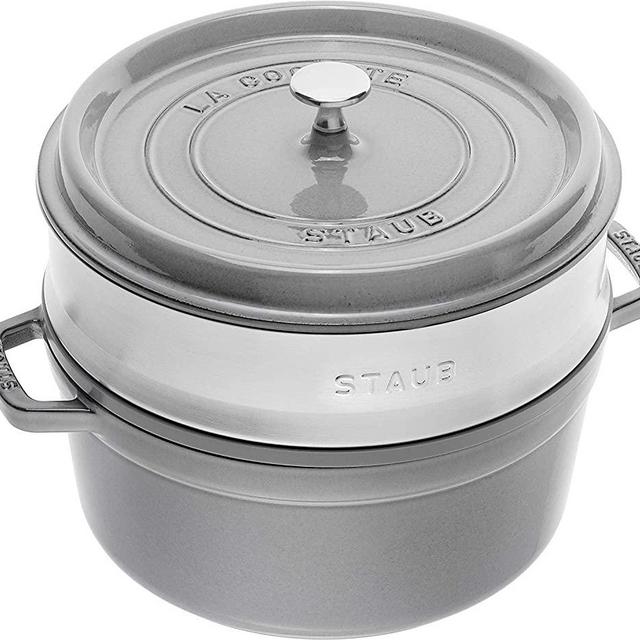 Staub Cocotte with Steamer Round 26cm Graphite Grey