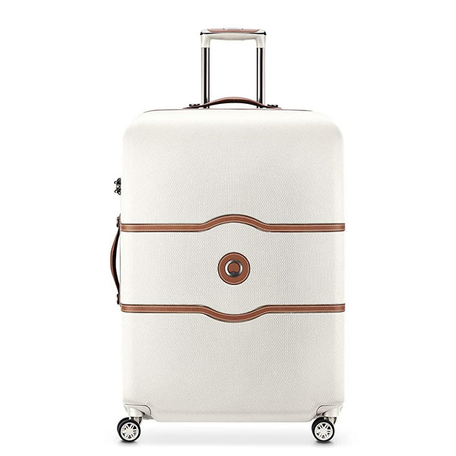 DELSEY Paris Chatelet Hardside Luggage with Spinner Wheels, Champagne White, Checked-Large 28 Inch, No Brake