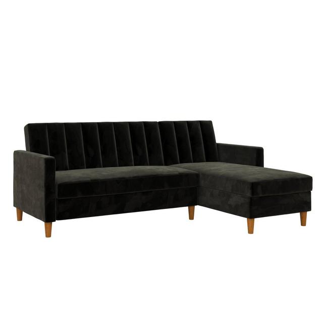 Celine Sectional Futon with Storage Reclining Couch Black Velvet - Room & Joy