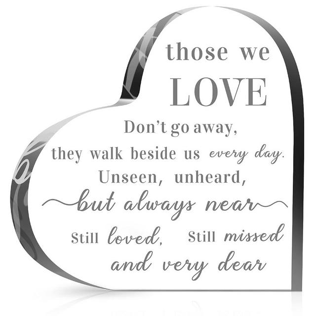 Jetec Sympathy Gifts Memorial Bereavement Gifts Acrylic Heart Condolence Remembrance Gifts for Loss of Loved One Father Mother(Simple Style, 6 x 6 x 0.6 Inch)