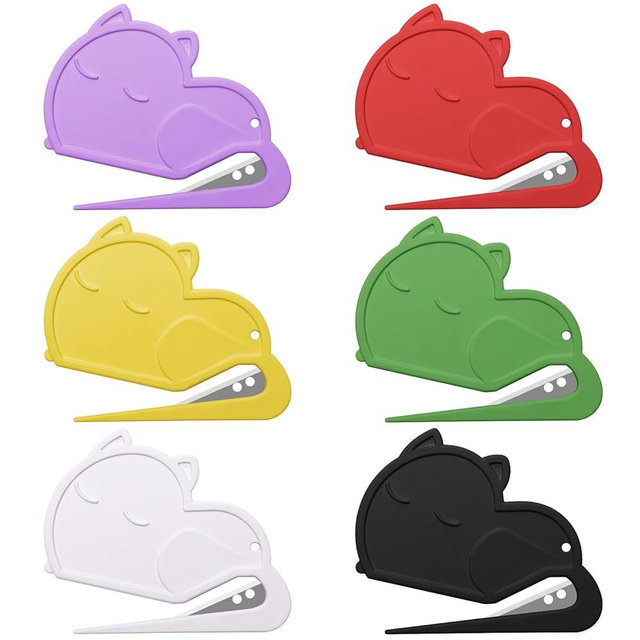 6 Pack Letter Opener Envelope Slitter Cat Shape, Luxiv Envelope Opener Slitter for Women, Men Mail Open Tool Mini Safe Letter Package Open Tool for Office, Home (6)