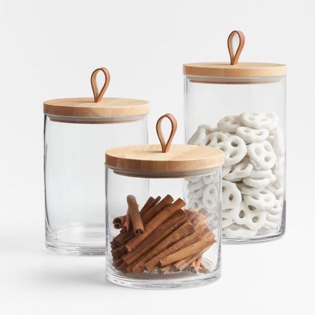 Tomos Glass Canisters with Wood Lids
