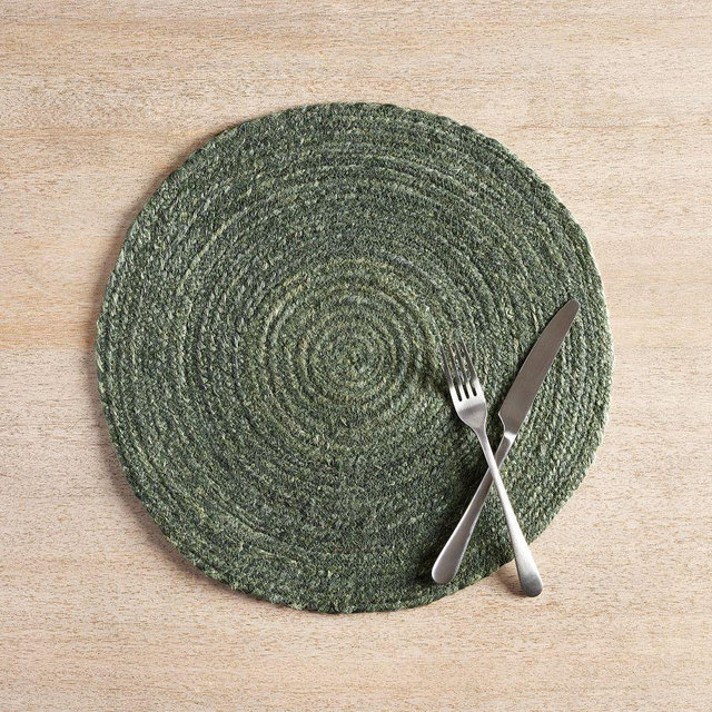 Colton Jute Round Placemats, Set of 4 - Pine