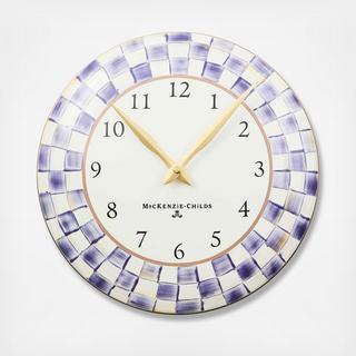 Violet Check Wall Clock