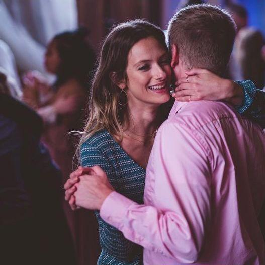 Slow dancing at our friends' wedding!