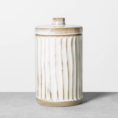 Large Stoneware Bath Canister Reactive Glaze Light Sour Cream - Hearth & Hand™ with Magnolia