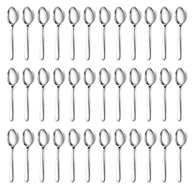 Pleafind 36 Pieces Teaspoons Set (6.2 inch), Spoon Silverware, Stainless Steel Tea Spoons, Mirror Polished Small Teaspoon, Dessert Spoons for Home, Kitchen, Restaurant, Dishwasher Safe