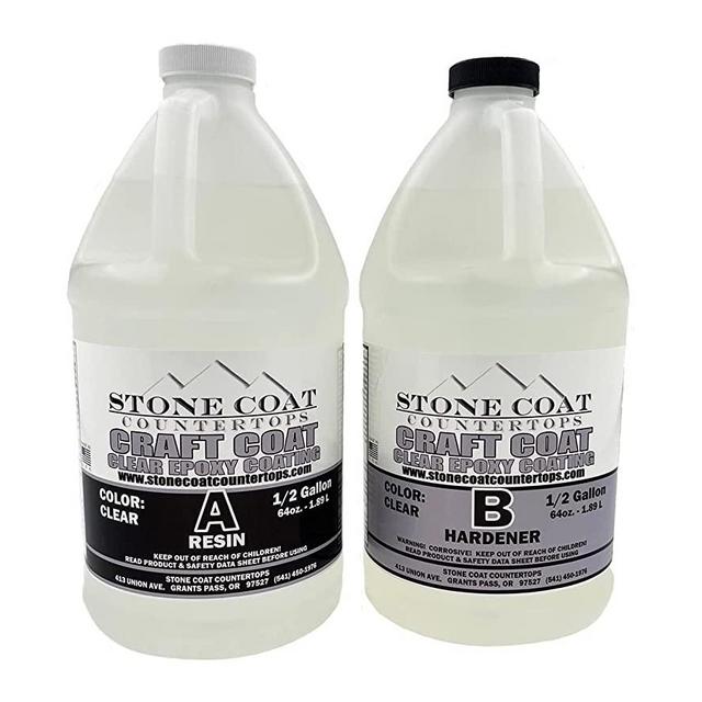 Craft Coat 1 Gallon Epoxy Kit (Stone Coat Countertops) – Learn to Use Epoxy with a Low-Cost DIY Epoxy Resin Kit! Clear and Colorable! Great for Sample Boards, Arts and Crafts, and More!