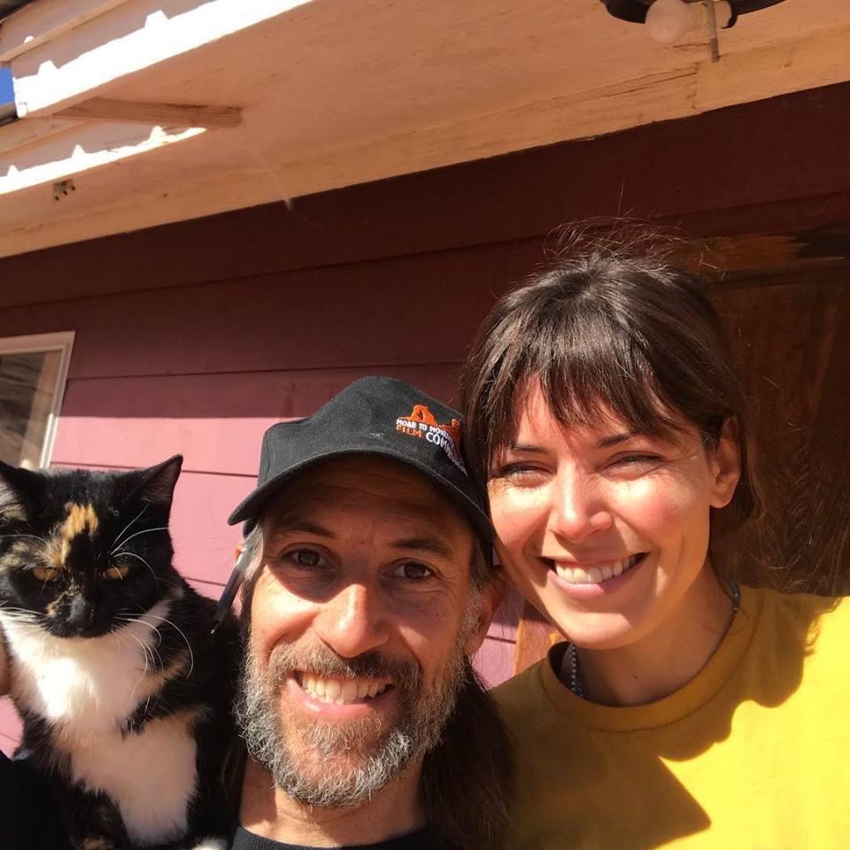 Voter canvassing in Bluff UT, with unnamed cat.