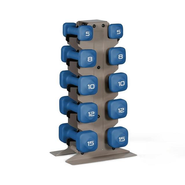 Tone Fitness Neoprene Dumbbell Set with Storage Rack – Non-Slip, Anti-Roll Hand Weights for Home Gym Workouts | 20 lb, 32 lb, 50 lb, 60 lb & 100 lb Options