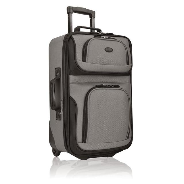 U.S. Traveler Lightweight Softside Suitcase, Rolling 20" Carry On Luggage, Grey, Single