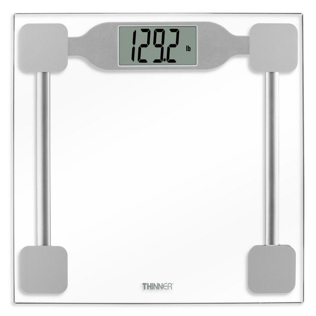 Thinner® by Conair™ Digital Precision Glass Bathroom Scale in Silver