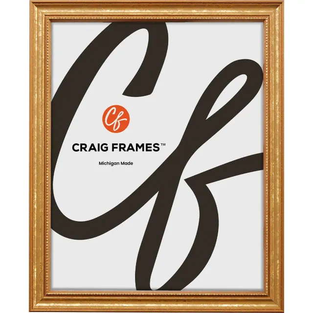Craig Frames 18x36 Inch Picture Frame, Aged Gold, Stratton Style, 0.75" Wood Moulding, Metallic Finish, Plexiglass Facing and Hanging Hardware